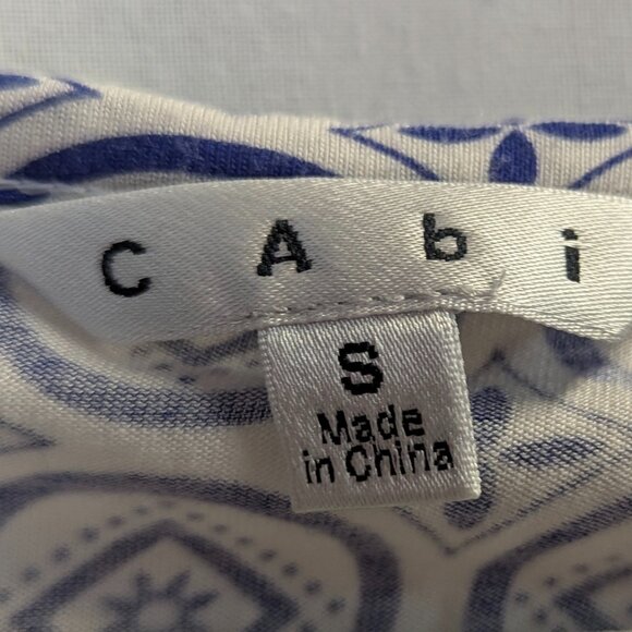 CAbi Size Small Sleeveless Navy and White Crossover Top - Picture 3 of 15